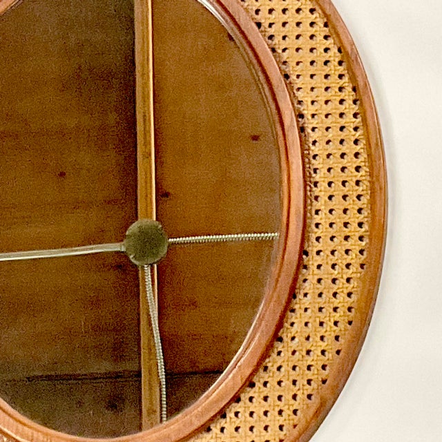 Syroco Mid-Century Boho Chic Coastal Syroco Style Faux Cane Oval Wall Mirror. For Sale - Image 4 of 10