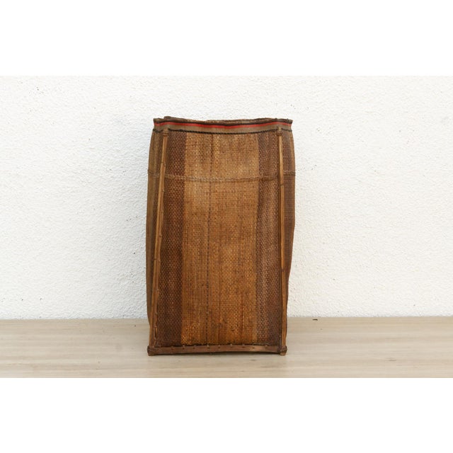 Traditional Tall Handwoven Antique Rice Storage Basket For Sale - Image 3 of 9