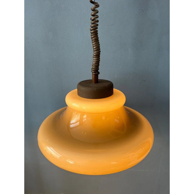 Beige acrylic glass Herda Pendant lamp. The height of the lamp can be adjusted with the rise-and-fall system. The lamp...