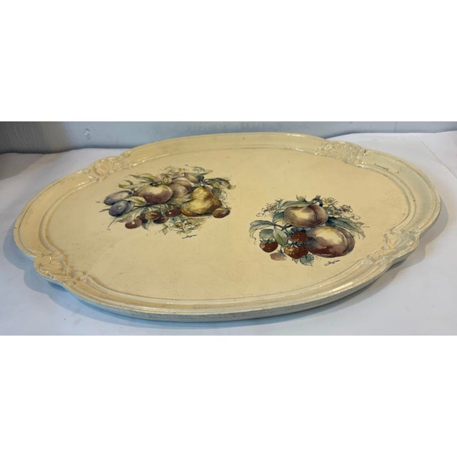 Italian Vintage Painted Wood Italian Serving Tray For Sale - Image 3 of 6