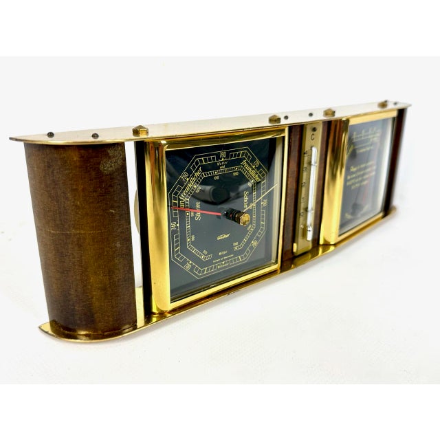 1940s Art Deco Walnut and Brass Fischer Weather Station, 1940s For Sale - Image 5 of 12
