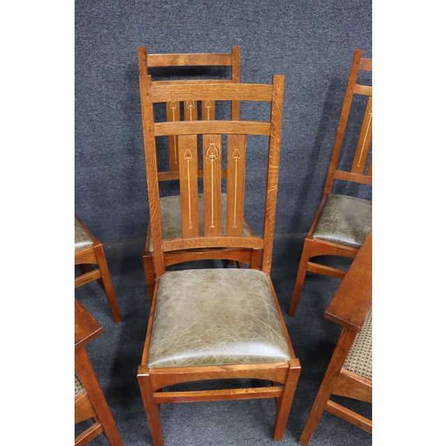 Late 20th Century Set of 6 Stickley Harvey Ellis Mission Oak Dining Chairs For Sale - Image 5 of 15