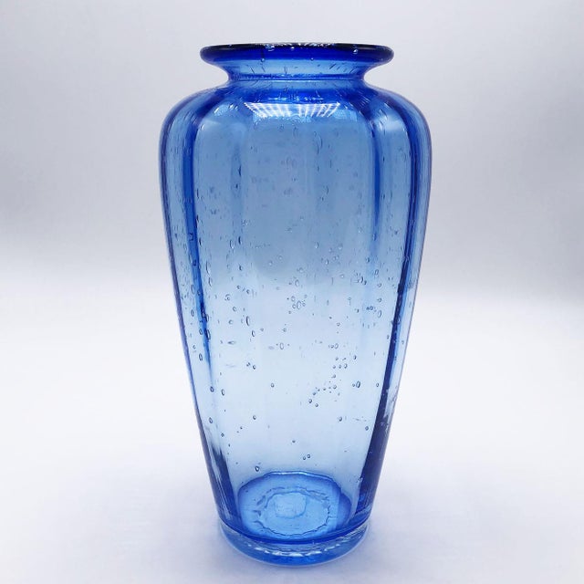 1920s 1920s Martinuzzi Soffiato Blue Ribbed Murano Vase For Sale - Image 5 of 5
