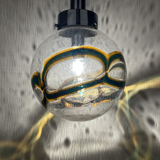 1970s Large Vintage Swirled Murano Glass Pendant Lamp, 1970s For Sale - Image 5 of 18