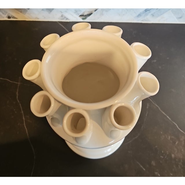 Ceramic Vintage MCM Abigails China White Ceramic Tulipiere Vase For Sale - Image 7 of 7