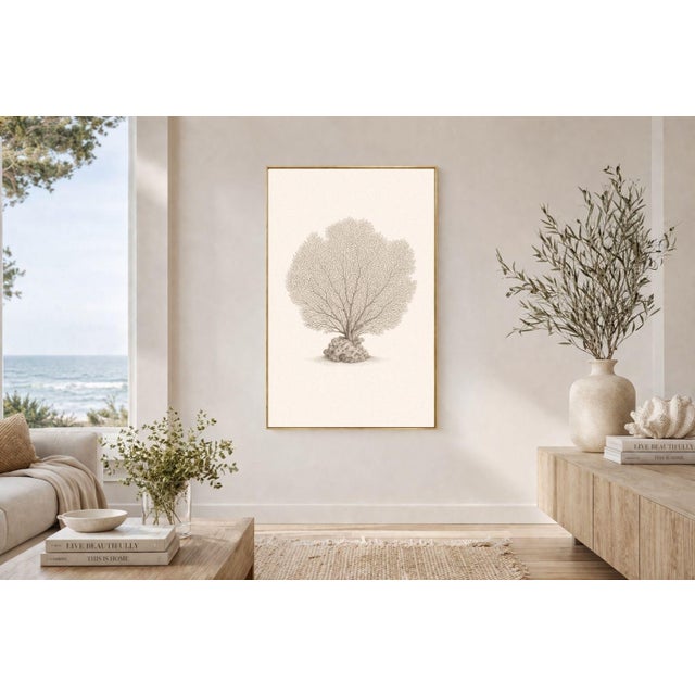 Sea Fan Coral Study, Minimal Coastal Botanical Art Print, 24" × 36" For Sale - Image 4 of 10