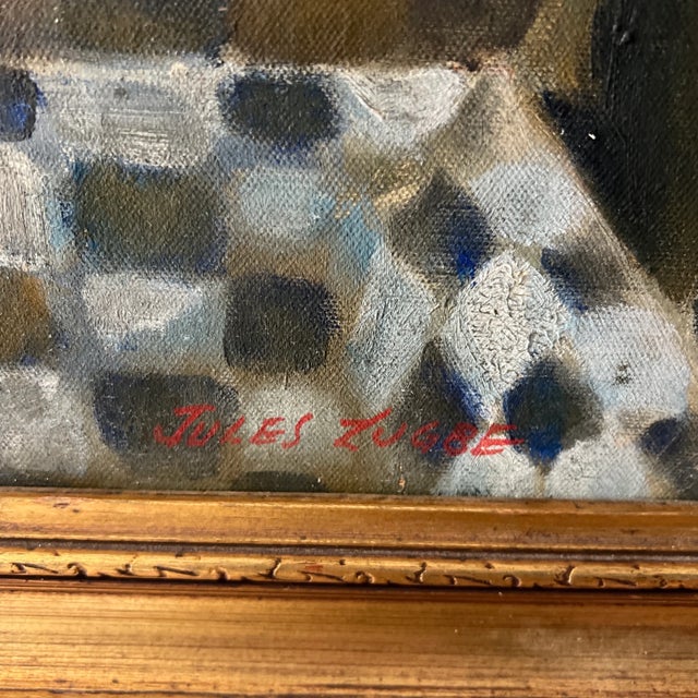 1980s 20 Th Century American School Oil on Canvas Floral Still Life Signed Framed by Jules Zugbe For Sale - Image 5 of 11