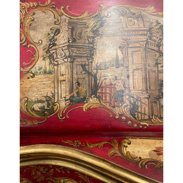 Italian Venetian Rococo-Style Painted Secretary Cabinet-Mirrored Doors, C. 1930s For Sale - Image 12 of 14