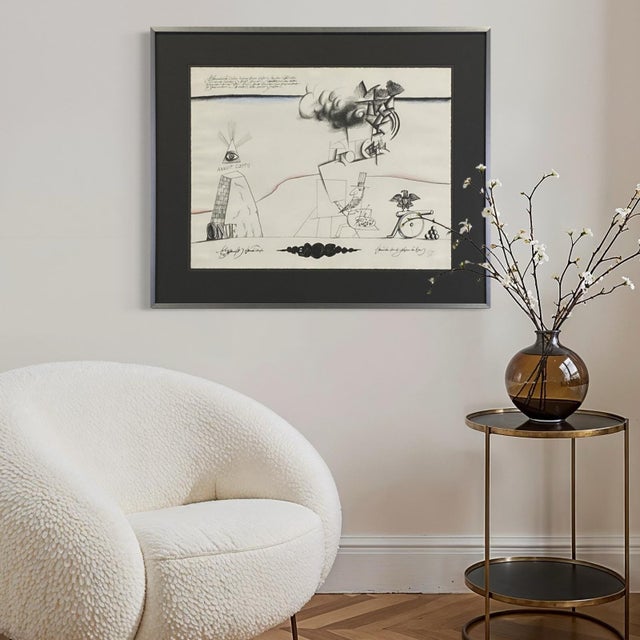 Mid-Century Modern Saul Steinberg Signed Lithograph "Annuit Coeptis" 1960s Mid-Century Modern Framed Art For Sale - Image 3 of 13