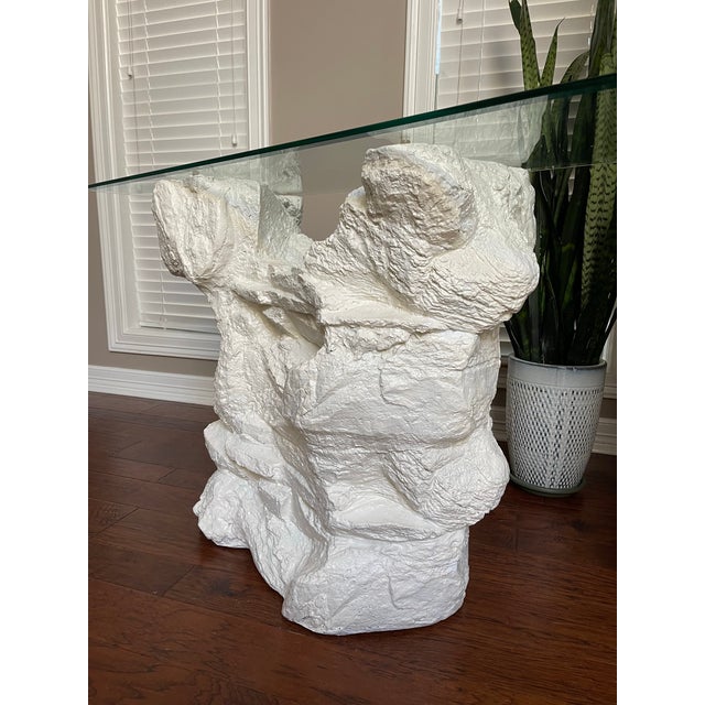 Off-white Vintage Postmodern Sirmos Plaster Faux Rock Console Table For Sale - Image 8 of 10