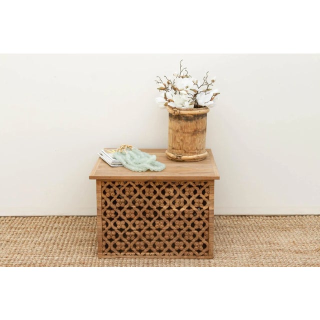 Taupe Small Mid-Century Style Floral Jali Coffee Table For Sale - Image 8 of 8