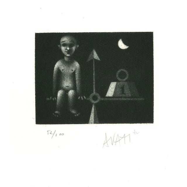 Balance - Original Etching on Paper by Mario Avati - 1960s 1960s For Sale - Image 3 of 3