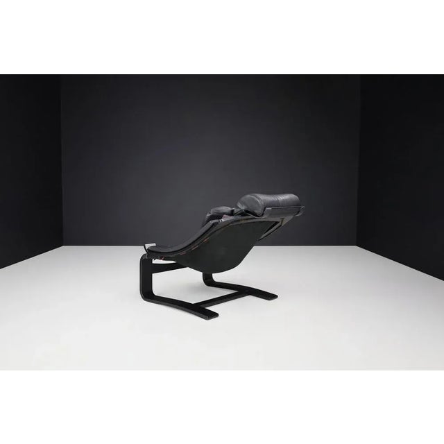 Vintage Dutch Bentwood and Leather Lounge Chair attributed to Sonja Wasseur, 1970s For Sale - Image 4 of 11