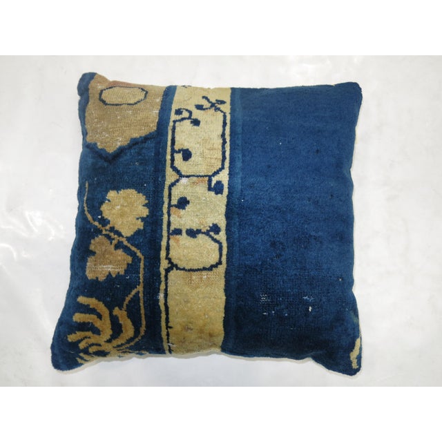 Zabihi Collection Blue Chinese Rug Pillow For Sale - Image 4 of 5