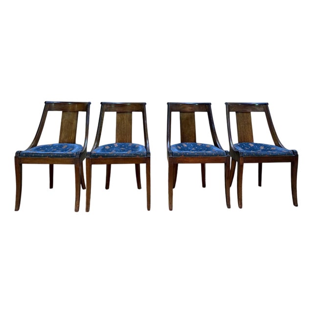 Set of 4 Empire-Style Mahogany Gondola Chairs, Set of x For Sale