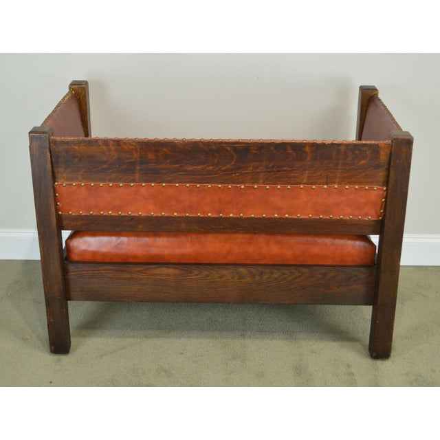 Mission Oak Antique Leather Settee Loveseat Chairish