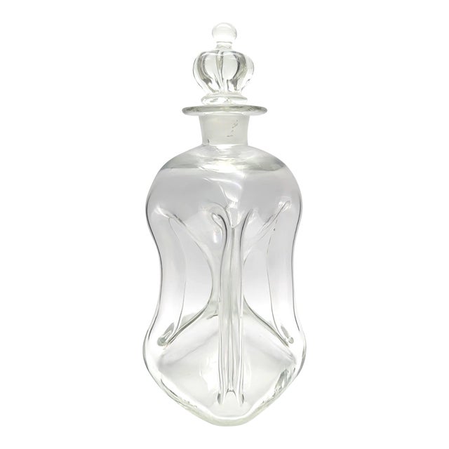 Mid 20th Century Danish Kluk Kluk Decanter With Crown Shaped Glass Stopper For Sale