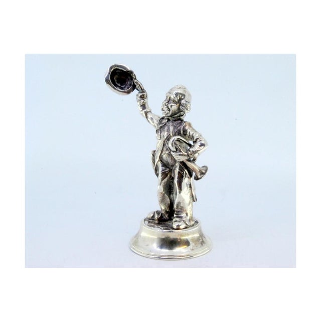 Silver Trumpet Player Waving His Hat on Round Beaded Base For Sale - Image 4 of 9