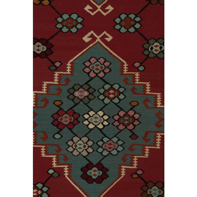 Red Antique Persian Kilim Rug in Burgundy & Blue Geometric Pattern For Sale - Image 8 of 9