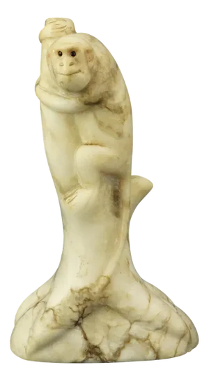 Qing Dynasty Qianlong Marble Monkey Sculpture with Jasper Eyes, China, Late 1800s