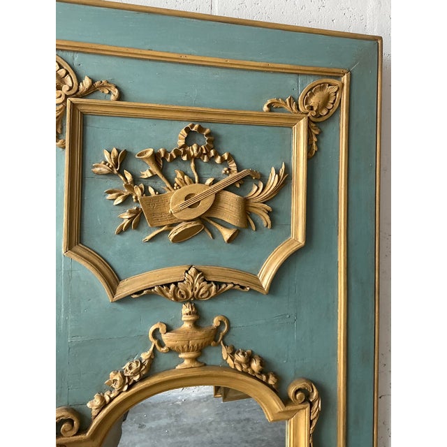 Wood Vintage Regency Gilt Tipped Trumeau Mirror For Sale - Image 7 of 8