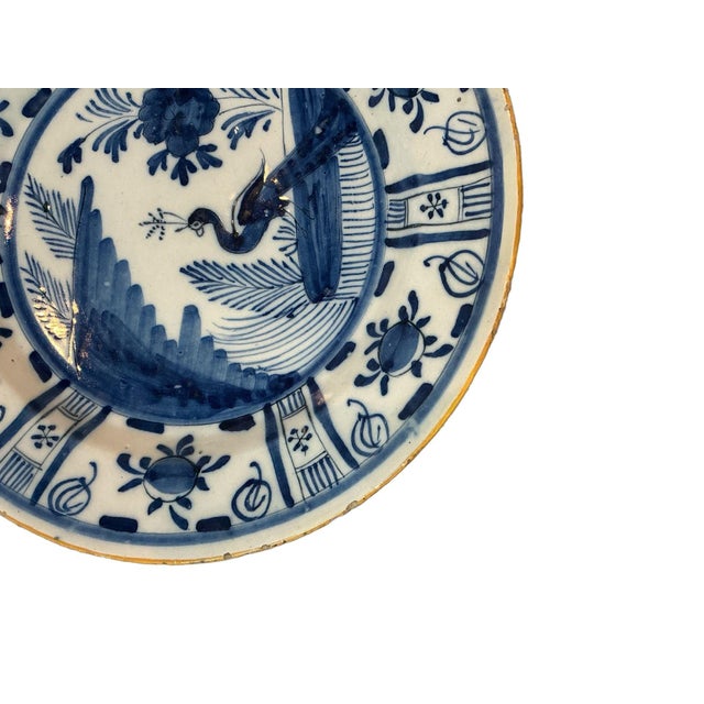 Chinoiserie 18th Century Delft Platter With Peacock For Sale - Image 3 of 8