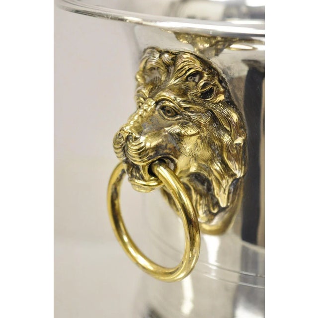 The Franklin Mint 1986 Silver Plated Fluted Champagne Chiller Lion Ice Bucket For Sale - Image 12 of 12