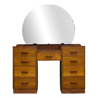 Art Deco Walnut Dressing Table, 1930s For Sale