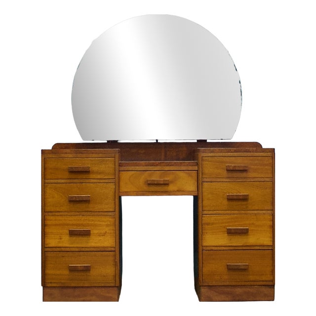 Art Deco Walnut Dressing Table, 1930s For Sale