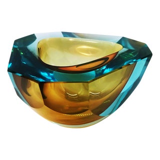 Vintage Italian Multifaceted Geode Ashtray in Murano Glass by Flavio Poli for Seguso, 1960s For Sale