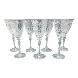 1930s Tiffin Goblets Byzantine Pattern - Set of 7 For Sale