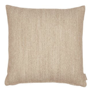 Oatmeal Herringbone Woven Cushion With Feather Filler - 42x42cm (17"x17") For Sale