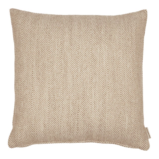 Oatmeal Herringbone Woven Cushion With Feather Filler - 42x42cm (17"x17") For Sale