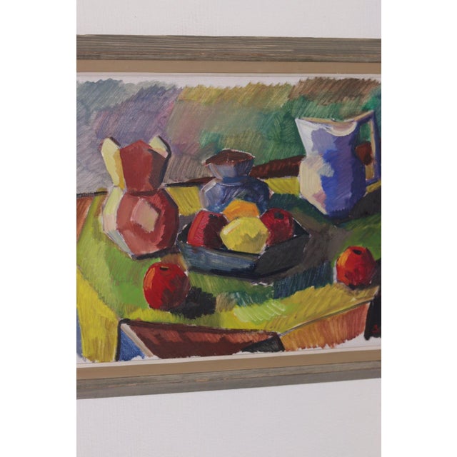 Mid-Century Modern Bror Göransson, Cubic Jug and Fruit, 1950s, Oil on Canvas, Framed For Sale - Image 3 of 18