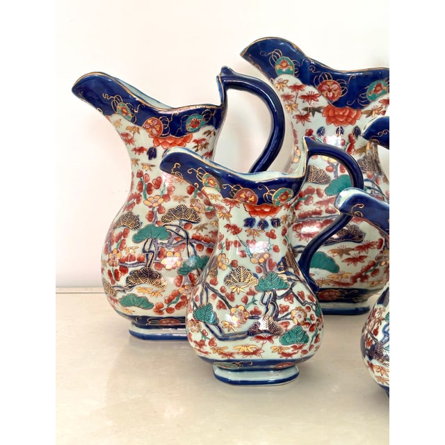 Victorian Victorian Imari Style Ironstone Pitchers, Set of 5 For Sale - Image 3 of 8