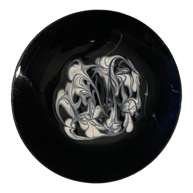 1960s Black Enamel Mid Century Modern Tray For Sale