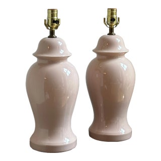 1960s Pink Ginger Jar Table Lamps -- a Pair For Sale