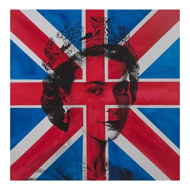 Queen Elizabeth II Portrait Painting by Dane Shue For Sale