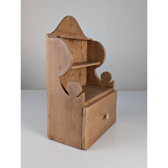 Hand-Carved Folk Art Pine Cutlery Rack with Drawer, 1950s For Sale - Image 13 of 18