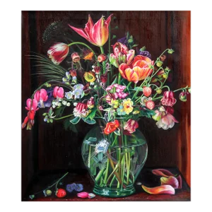 Photorealistic Still Life Floral Colorful Original "The Mystery of Growing Things" Original Artwork by Katharina Husslein