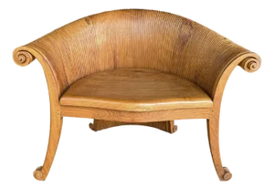 Sculptural Teak Wood Lotus Leaf Chair With Carved Detailing
