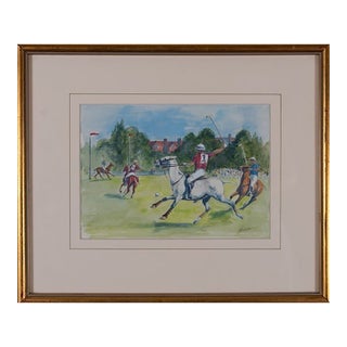 British Polo Match #3 Watercolour by Helen Anderson (British, 20th Century) For Sale
