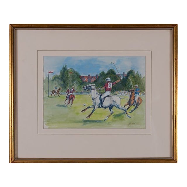 British Polo Match #3 Watercolour by Helen Anderson (British, 20th Century) For Sale