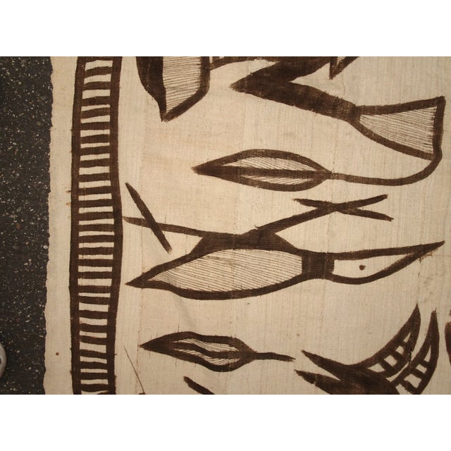 Textile Vintage White African Hand Painted Linen Cloth Textiles Geometric Figures For Sale - Image 7 of 12