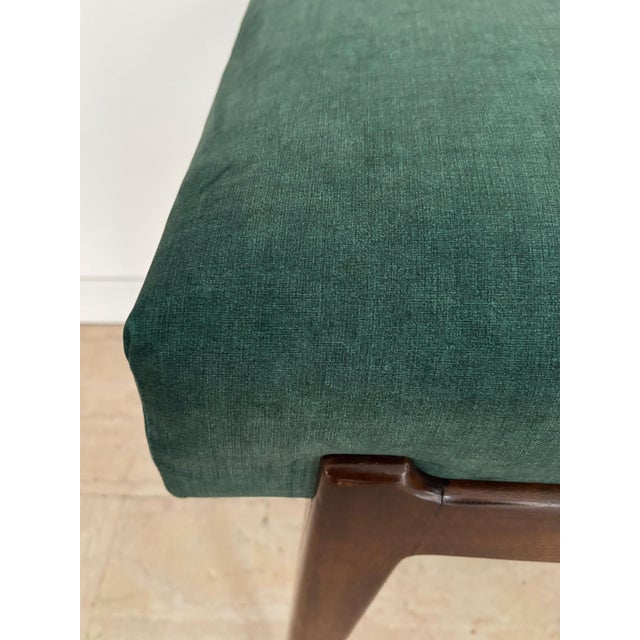Wood Italian Bench in Wood and Green Velvet, 1950s For Sale - Image 7 of 10