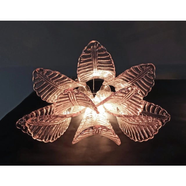 Rose Pair of Murano Six-Tier Felci Wall Sconce – 10 Pink Glasses For Sale - Image 8 of 11