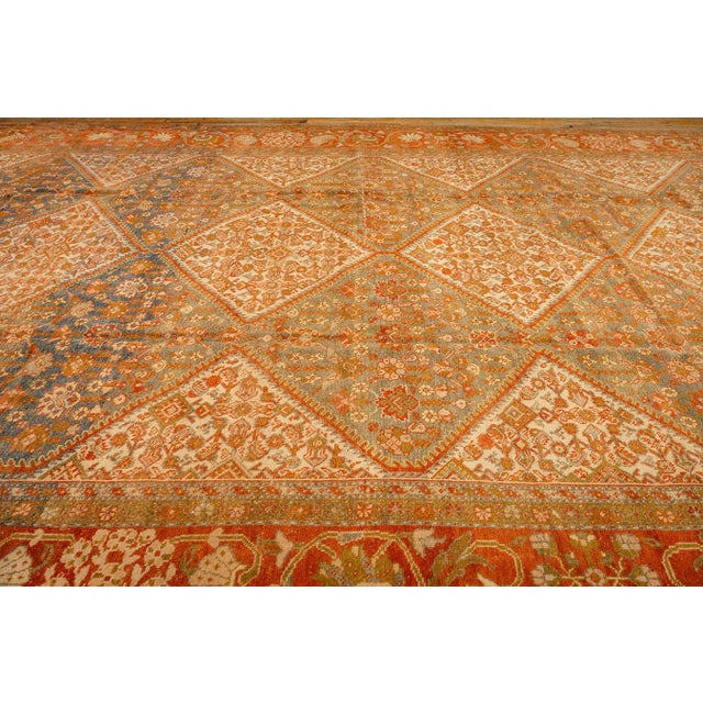 Persian 1890s Multicolor Field Diamond Antique Knotted Wool Sarouk Farahan Runner Rug For Sale - Image 3 of 9