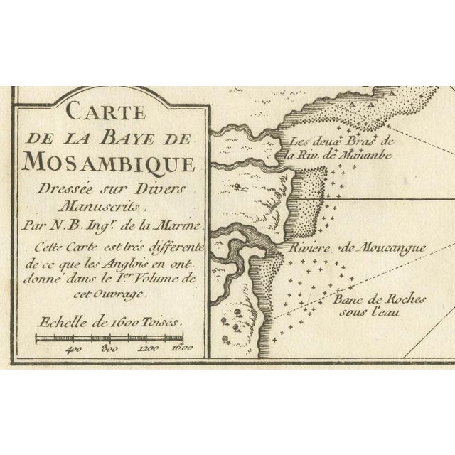 French Naval Sea Chart with Mozambique Bay by Bellin, 1765 For Sale - Image 4 of 9