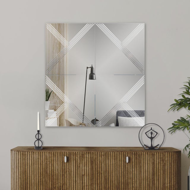 Kenneth Ludwig Chicago Adoree V Grooved Square Mirror For Sale - Image 4 of 11