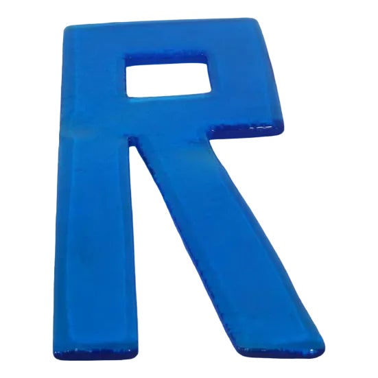 Letter R in Glass, 1980s For Sale